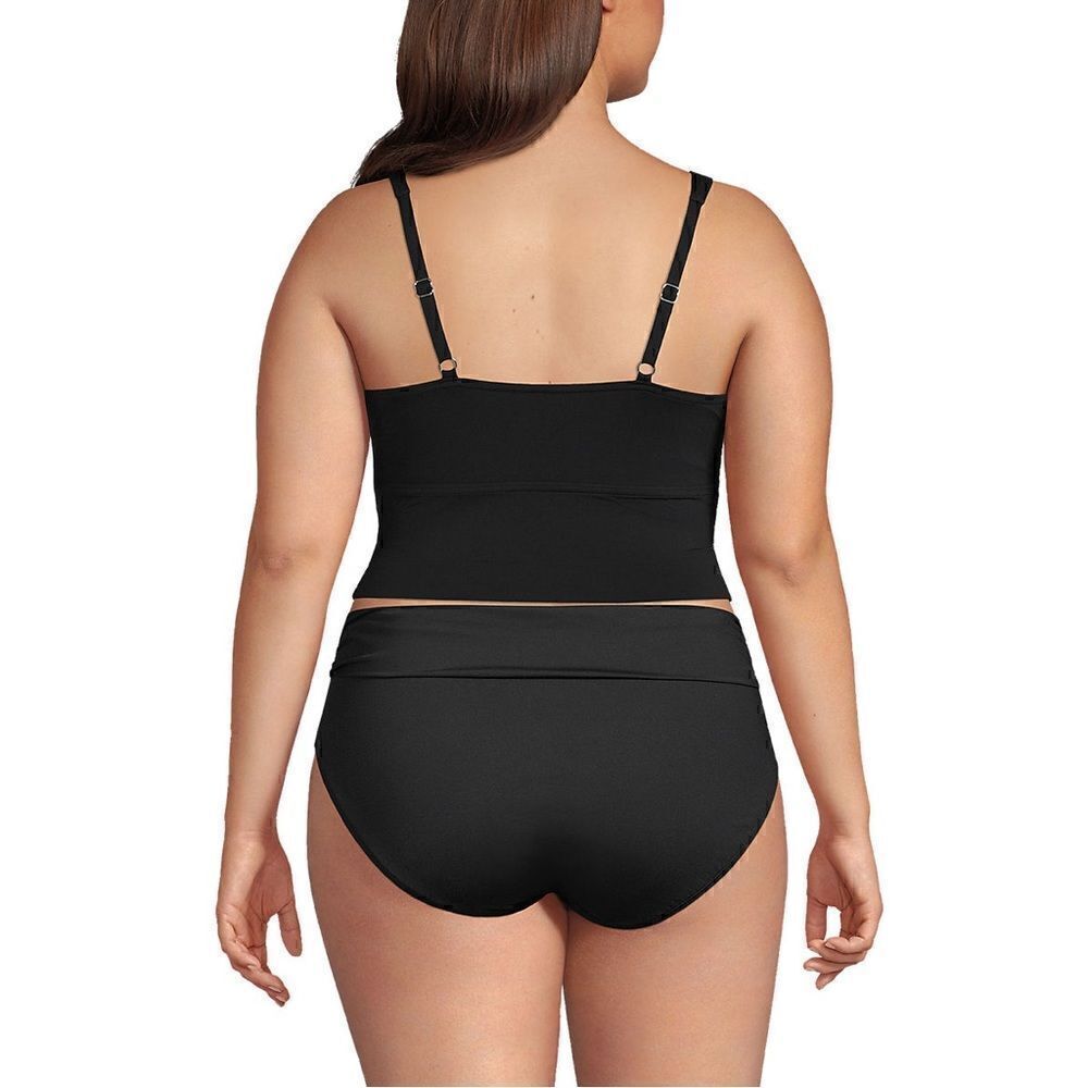 Land’s End Plus Standard Midkini crop V neck wrap bikini top soft cup Black Var - Picture 6 of 7